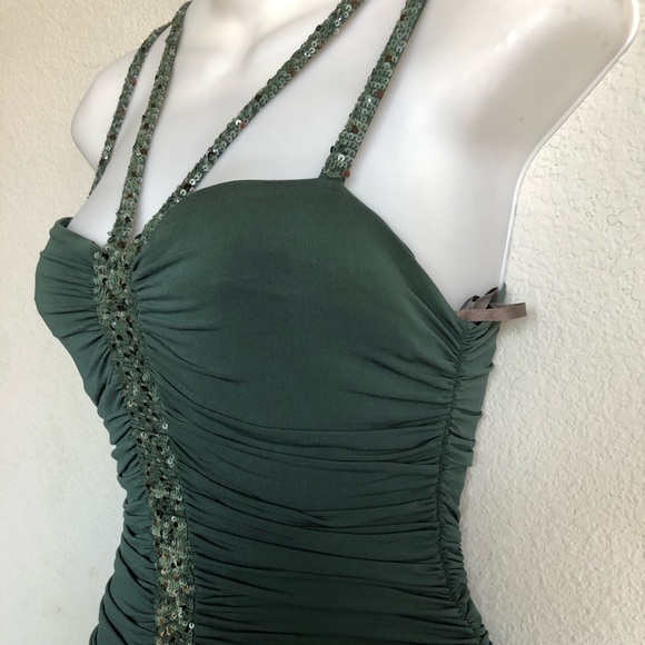 BCBG ruched sequined fit & flare cocktail dress S - Picture 13 of 14
